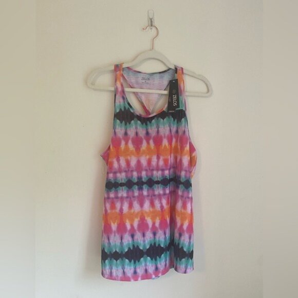 NWT Zelos Tie-Dye Racerback Tank Top With Twisted Back Size M - Picture 2 of 7